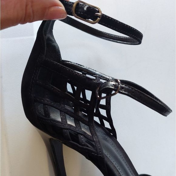 SCHUTZ Caged Suede Close Toe Pumps - Picture 13 of 14